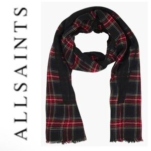 NWT All Saints Wool Blend Plaid Scarf